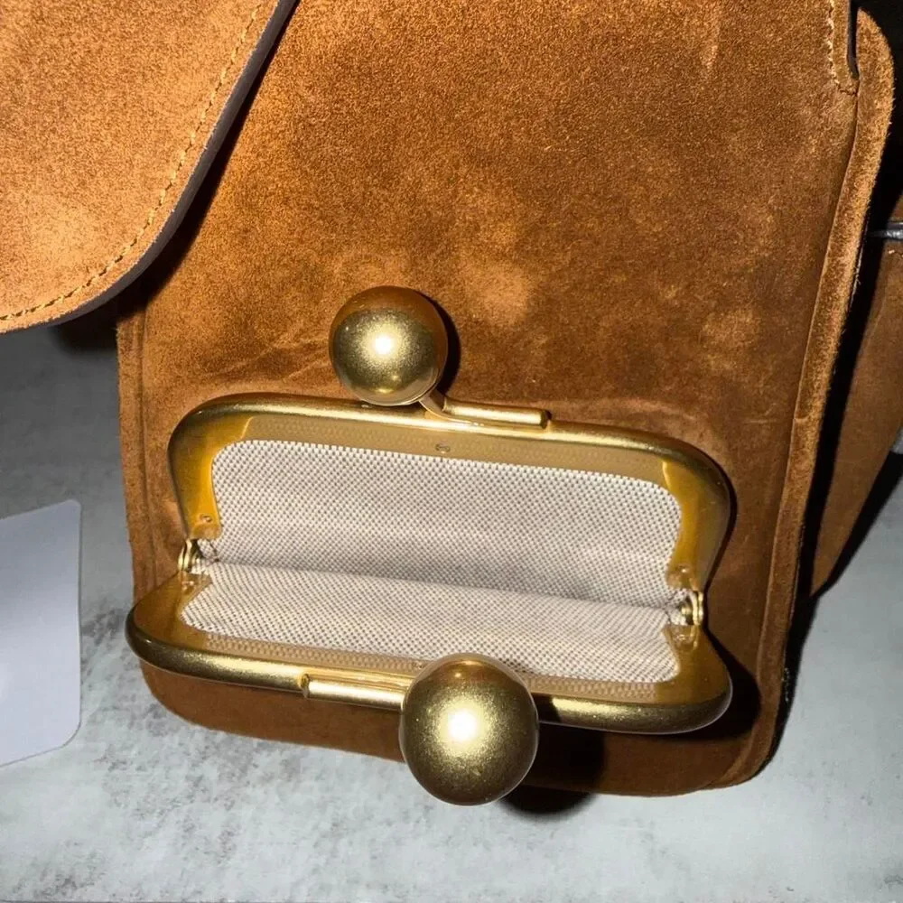 Coach Turnlock Haversack Bag Brown Suede